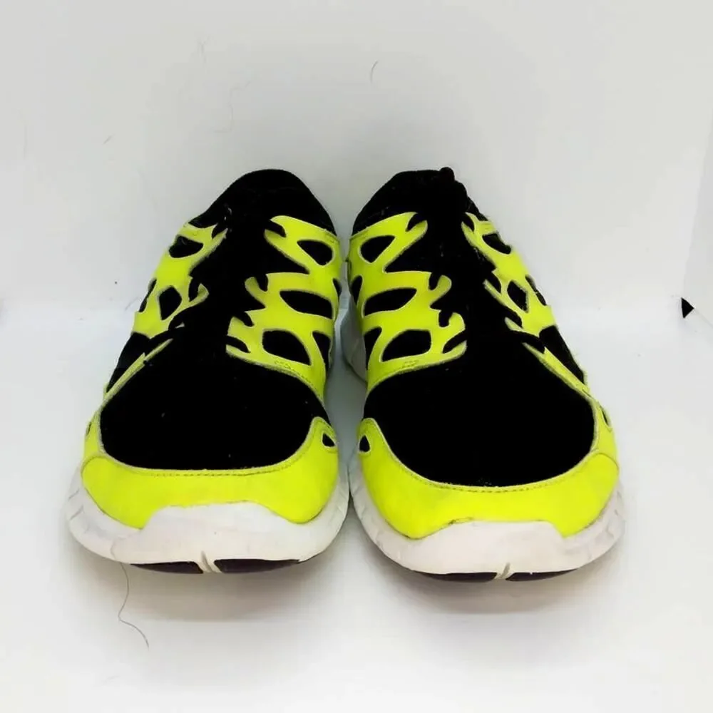 Nike Free Run 2+ Mens Pre-owned Black/Neon Yellow Cross Training Sneakers- sz. 8